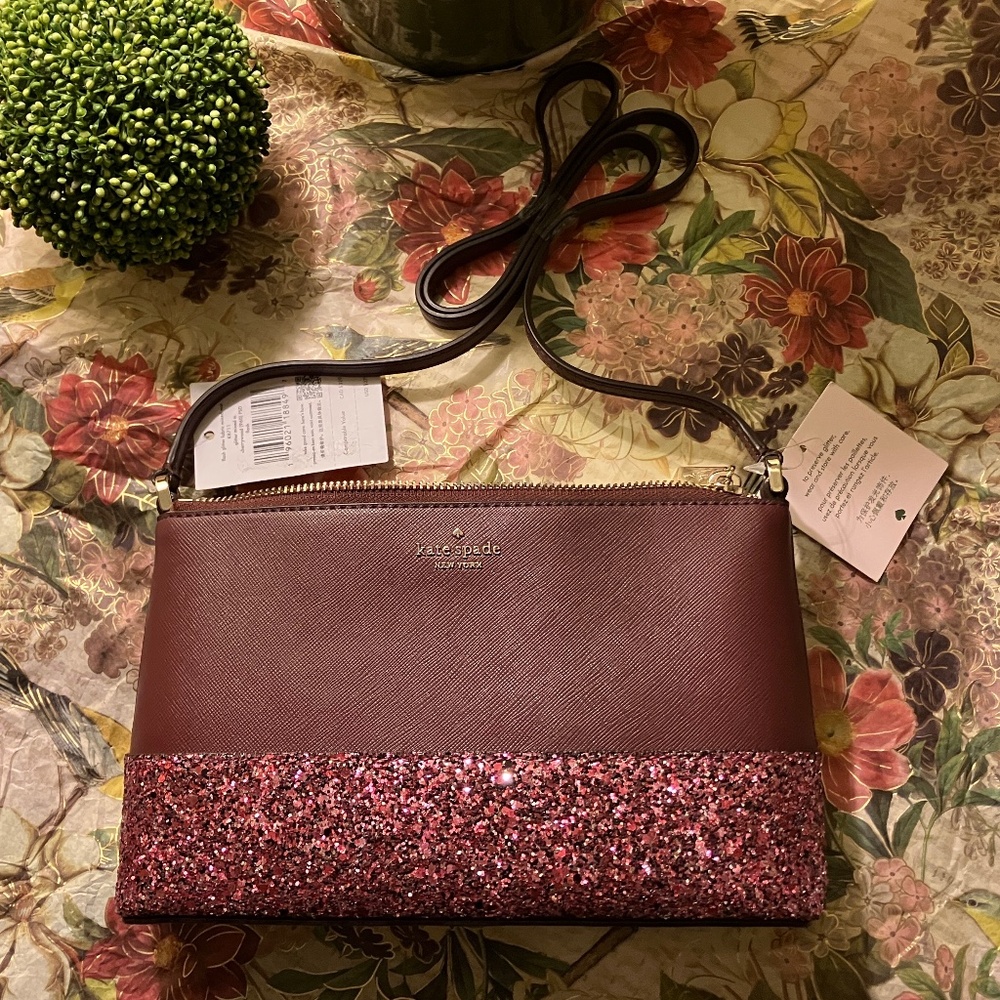 $90, 2nd for $45 ✨ PRISTINE ✨ Kate Spade Burgundy & Glitter Crossbody